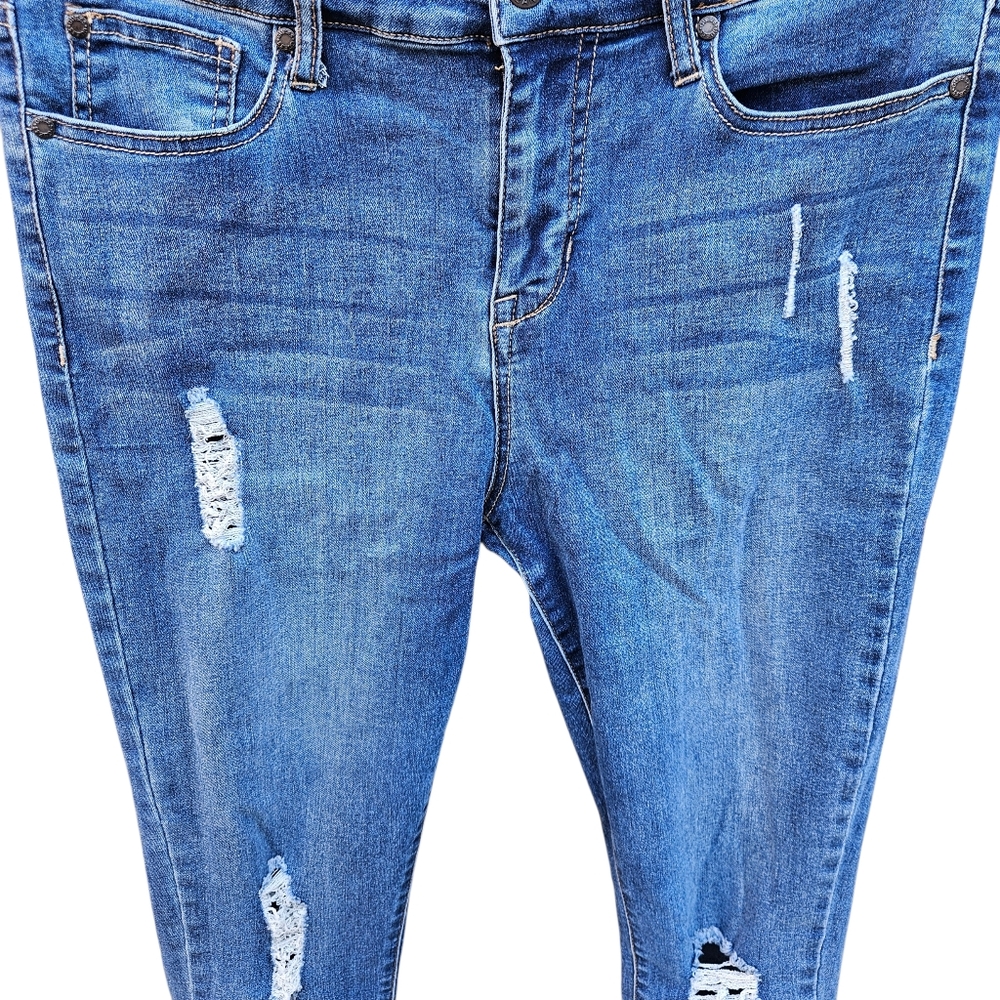 Guess Blue Ripped Skinny Jeans Women Size 31 - Picture 7 of 16